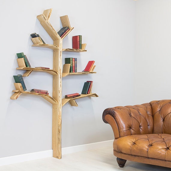 Solid Oak Tree Shelf Tree Bookcase Oak Tree Bookshelf Oak
