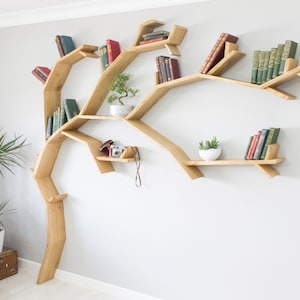 Solid Oak, Waney Edge, Windswept Tree, Tree Shelf, Tree Bookcase, Bookshelf, Tree shaped, Nursery Shelf, Rustic Shelf, Bedroom Shelf
