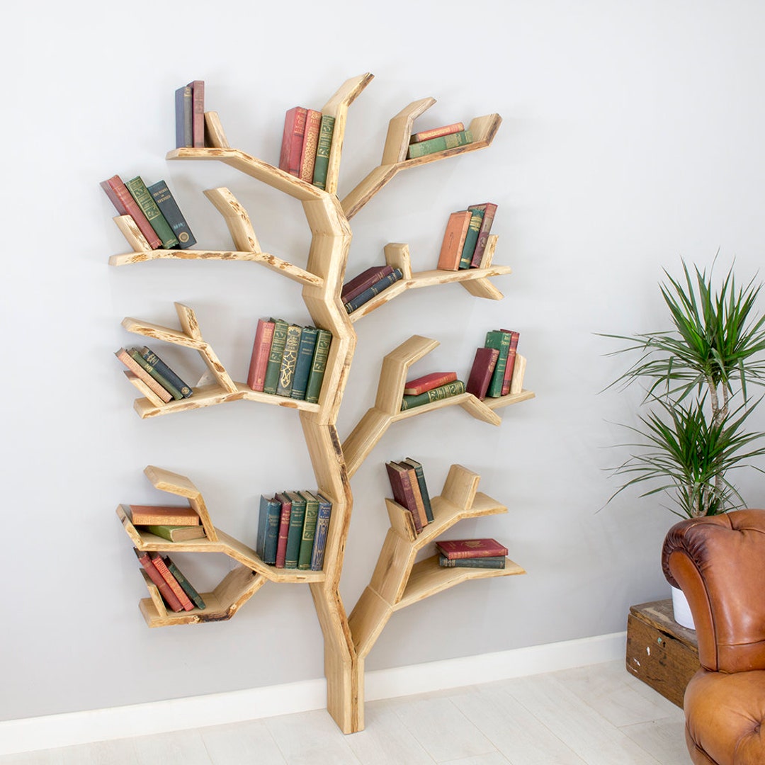 VASAGLE Bookcase, Tree-Shaped Bookshelf with 8 Storage Shelves, Rustic Brown