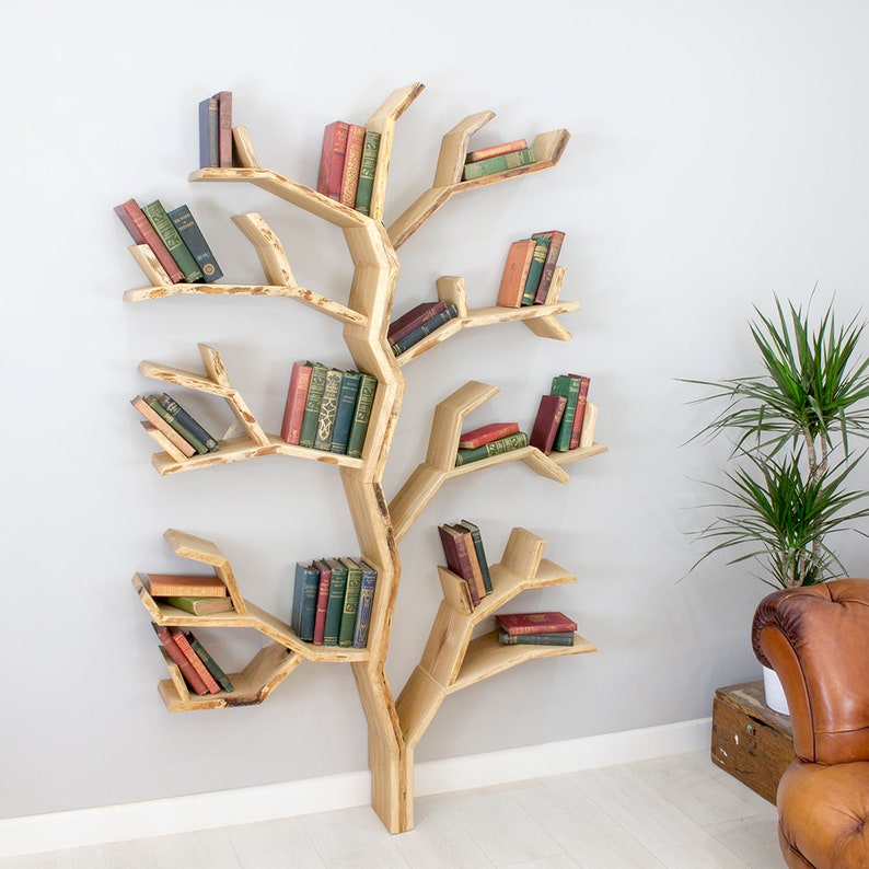 Solid Oak, Tree Shelf, Tree Bookcase, Rustic Shelf, Bookshelf, Oak