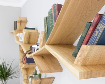 Solid Oak, Tree Shelf, Branch Shelf, Bookshelf, Tree Bookcase, Nursery Shelf, Tree Bookshelves, Bedroom Shelf, Kitchen Shelf, Library Shelf