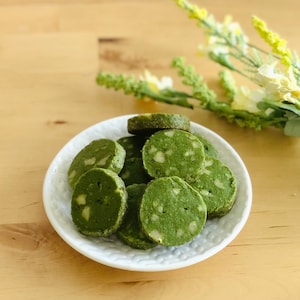 Gluten Free Matcha Green Tea Walnut Coin Cookies