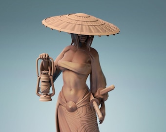 Samurai Female Explorer. Lord of the Print. D&D, RPG, Pathfinder, Resin Miniature, Figurine,