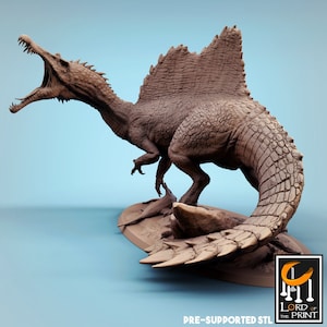 Spinosaurus, Lord of the print, 3D Printed, Fantasy, Tabletop, Miniature, DnD, Pathfinder
