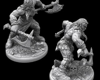 Berserk warrior. Norse warband. Human male. D&D, RPG, Pathfinder, Resin Miniature, Figurine. Fantasy