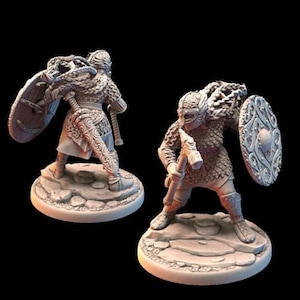 Shieldmaiden. Norse human female warband. D&D, RPG, Pathfinder, Resin Miniature, Figurine. Fantasy