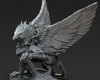Griffon rider. D&D, RPG, Pathfinder, Resin Miniature, Figurine. Fantasy