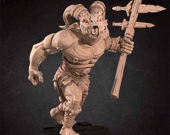 Fallen demon, devil. Cultist. Horned Imp. Lunatic. Shaman. D&D, RPG, Pathfinder, Resin Miniature, Figurine