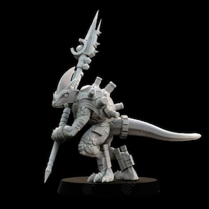 Gecko Dragon Lizard. Sci-Fi Spear Guards. D&D, RPG, Pathfinder, Resin Miniature, Dnd, Fantasy figurine