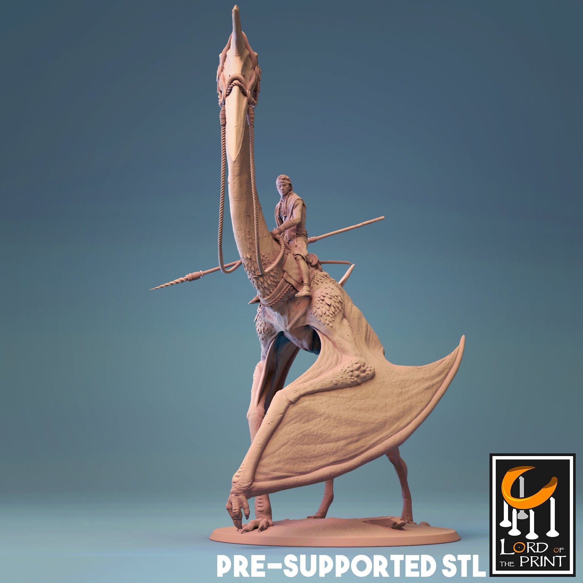 Quetzalcoatl.Flying dinosaur.Pterosaur.Mounted.lovecraft.Large scale 3d printed figurine. D&D, Pathfinder, RPG. Lord of the Print.
