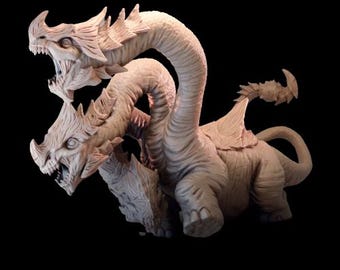Fantastic monster. Hydra-saur.  D&D, RPG, Pathfinder, Resin Miniature, Dnd, Fantasy figurine