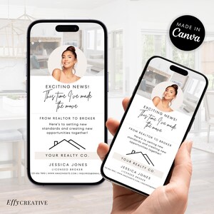 Real Estate Broker Announcement | New Brokerage Update Text | Realtor Marketing | Canva Template (Digital Download)