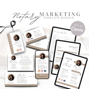 Notary Marketing Template Bundle: Canva Business Card, Flyer (Digital Download)
