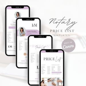 Notar Preisliste Vorlage, Notar Fakturierung, Notar Marketing Vorlagen, Notar Bearbeitbare Preisliste Designs, Vorlagen für Kreditunterzeichnungsagenten
