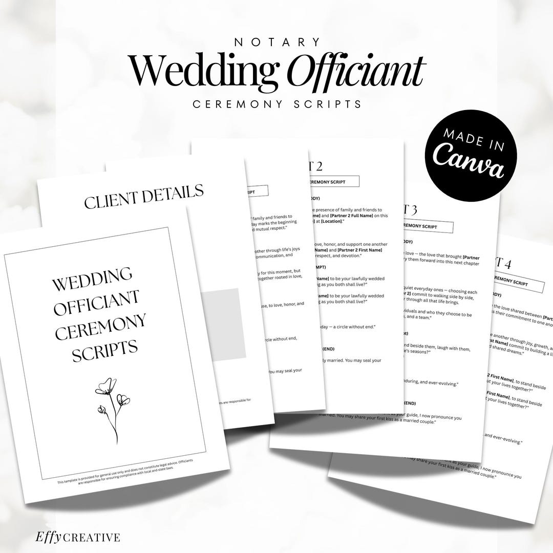 Wedding Officiant Ceremony Scripts | Notary Officiant Template ...