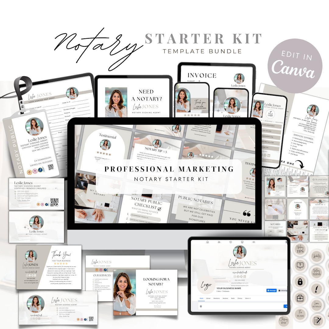 Notary Starter Kit, Notary Marketing, Loan Signing Agent Templates