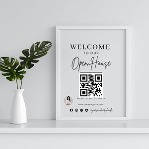 Feuille de connexion pour les portes ouvertes avec code QR | Portes ouvertes pour agent immobilier | Marketing immobilier, portes ouvertes sans contact | Bienvenue à ma journée portes ouvertes | Se connecter