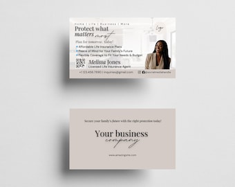 Life Insurance Agent Business Card | Editable Canva Template | Instant Download