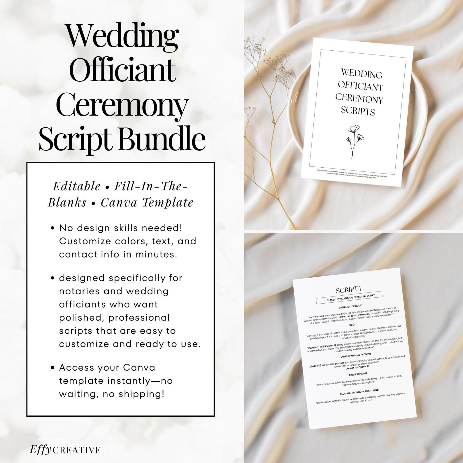 Wedding Officiant Ceremony Scripts | Notary Officiant Template ...