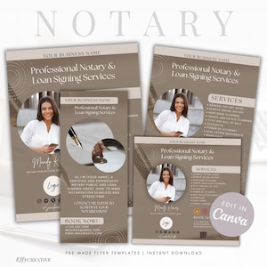 Notary Marketing Flyer Template Canva Professional Notary Business Flyer Customizable for Loan Signing Agents Notarie Starter kit Editable