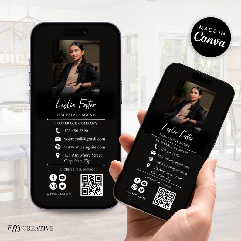 Luxury Real Estate Business Card Template | Realtor Mobile Digital Card QR Code | Real Estate Text Marketing | Instant Download | Canva image 2
