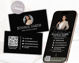 Realtor Digital Business Card | Real Estate Text Template | Editable Canva Design