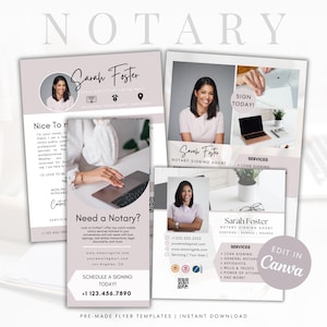 Editable Notary Marketing Flyer Template Canva Professional Notary Business Flyer Customizable for Loan Signing Agents Notarie Starter kit