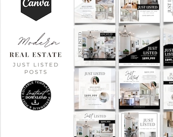 Real Estate Instagram Post Templates: Just Listed Realtor Marketing (Digital Download)