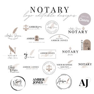 Notaris logo-ontwerpen voor notarissen Zakelijke sjablonen Lening ondertekenaars bewerkbare logosjabloon Notaris branding bedrijfslogo ontwerp