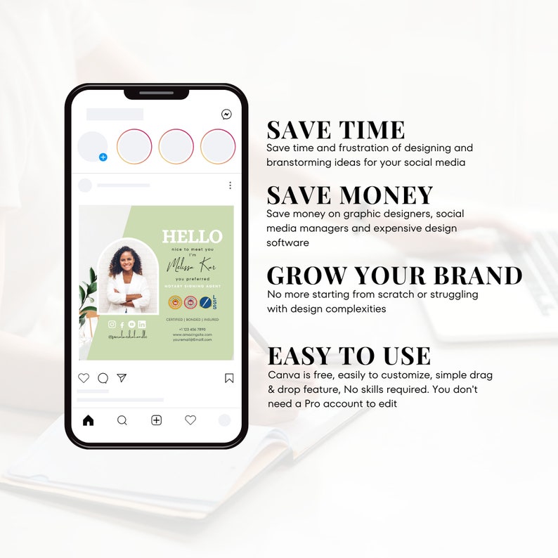 Tagline Post Notary Social Media Post Templates: 60 Canva Designs (digital Download ...