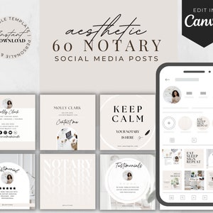 60 Notary Social Media Posts, Instagram Posts for Notaries, Notary Social media templates, Loan Signing Agent Posts, Notary Marketing
