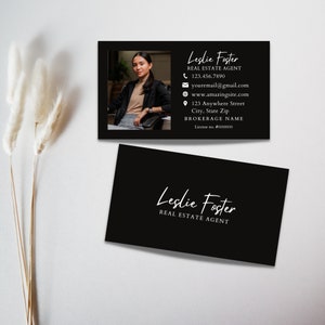Modern Black Real Estate Business Card Template (Digital Download)