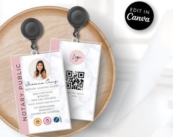 Mobile notary Badge Template | Editable Notary Marketing Template | Canva | Instant Download