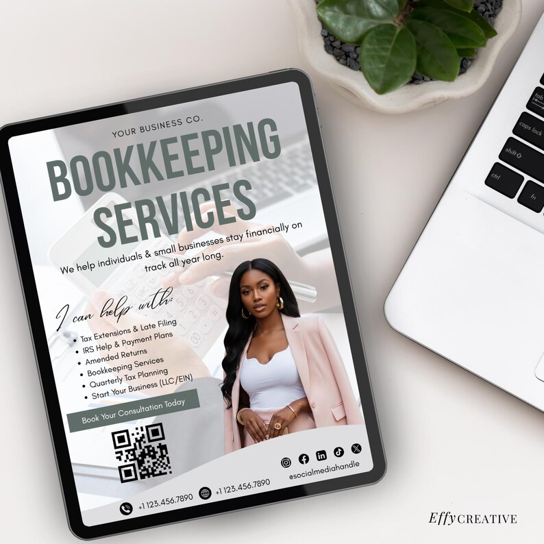 Bookkeeping Flyer | Finance, Tax Agent Marketing | Printable and Social ...