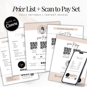 Notary Price List Template: Scan to Pay, QR Code Canva Template | Loan Signing Agent Pricing Guide | Editable (Digital Download)