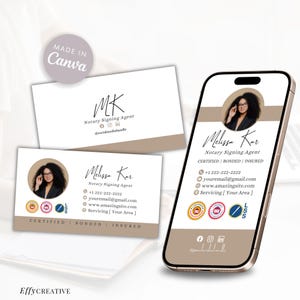Notary Business Card + Digital Card Bundle | Canva Editable Template for Notaries, Loan Signing Agents, Mobile Notaries | DIY Download
