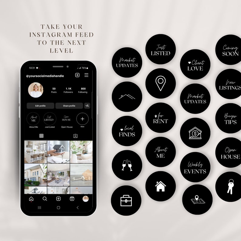 Real Estate Instagram Highlight Covers: Customizable Realtor Icons ...