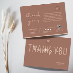 Sjabloon zakelijk bedankje | Feedbackkaart klant | Bewerkbare canvas ansichtkaart voor notarissen en serviceprofessionals | Moderne boho-bedankkaart