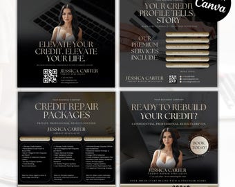 Luxury Credit Repair Flyer Template Set | Credit Consultant Marketing Kit | Editable Canva Templates | Print & Social Media Post