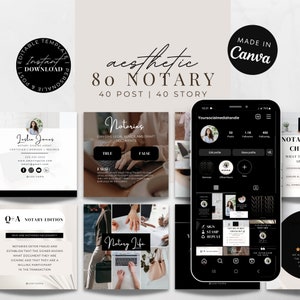 Notary Social Media Kit for Loan Signing Agents and Small Businesses Instagram Posts and Stories Facebook Post Templates Canva Editable