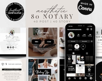 Notary Social Media Kit for Loan Signing Agents and Small Businesses Instagram Posts and Stories Facebook Post Templates Canva Editable