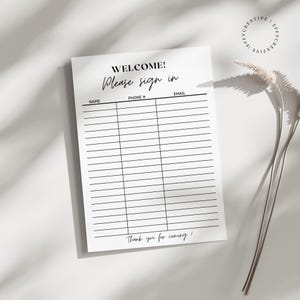 Hoja de registro imprimible / 3 diseños / Tamaño carta de EE. UU. / Perfecta para eventos, talleres y reuniones Hoja de seguimiento de asistencia a jornadas de puertas abiertas