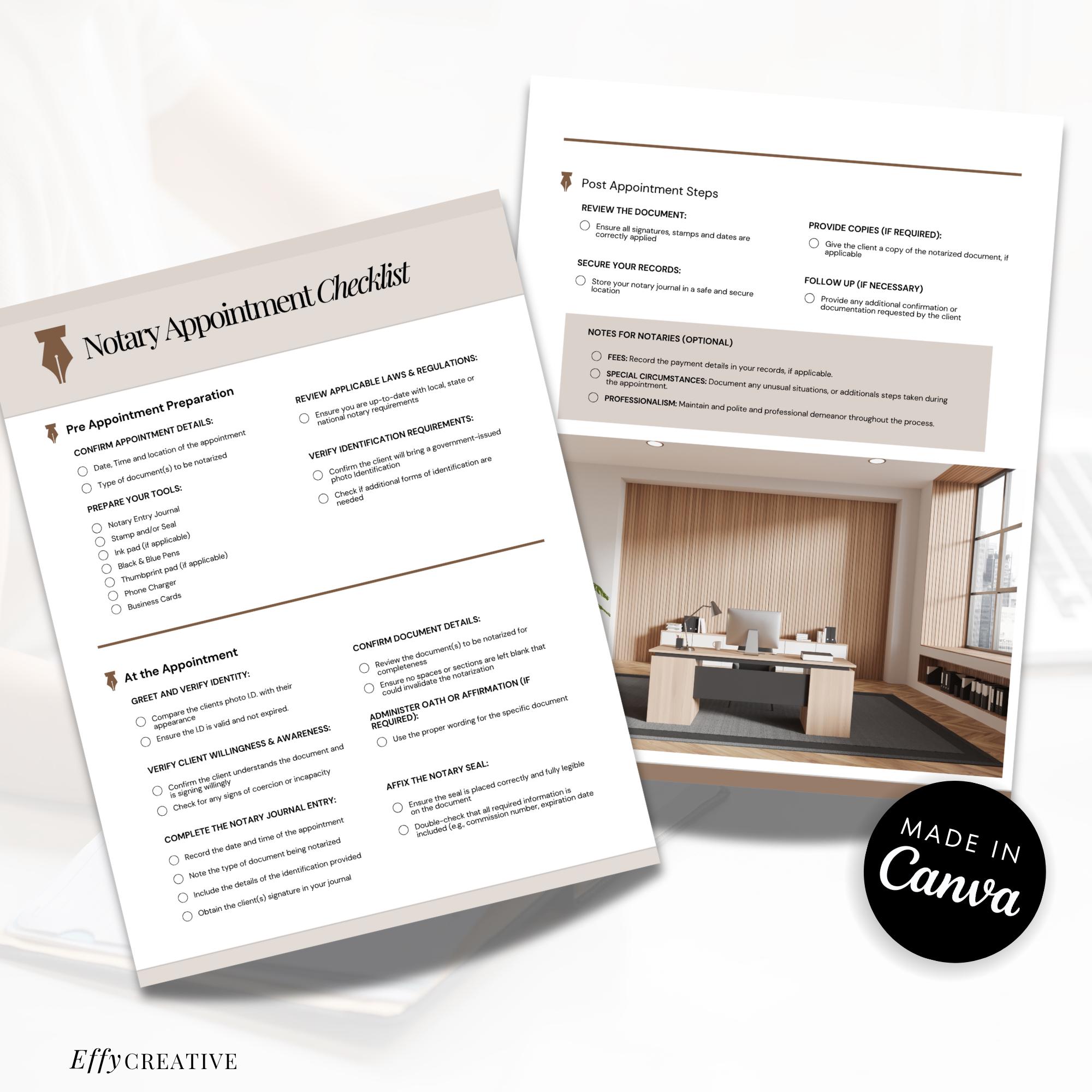 Signing Checklist.pdf Notary Loan Signing Checklist Template: Editable Canva PDF Guide - Etsy