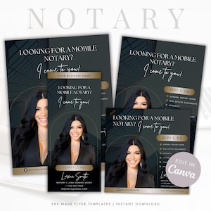 Notary Marketing Flyer Template Canva Professional Notary Business Flyer Customizable for Loan Signing Agents Notarie Starter kit Editable