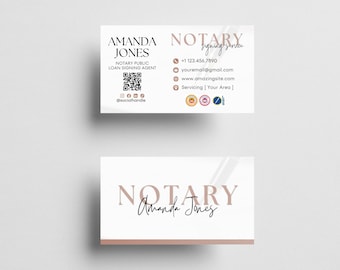 Modern Notary Business Card | Printable Agent Card | Editable Canva Template | Instant Download
