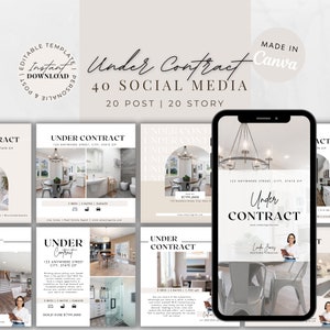 Under Contract Posts and Story Content, Real Estate Marketing, Real Estate Social Media, Under Contract Templates, Real estate Posts