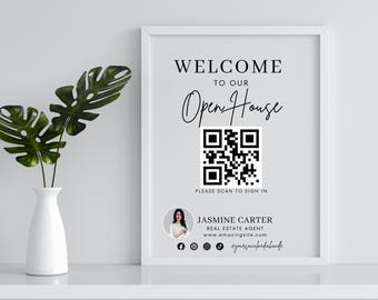 Real Estate Open House | Realtor Welcome Sign In Sheet | Editable Canva Design | Instant Download