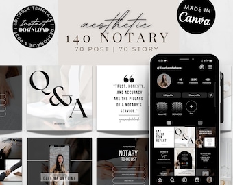 Notary Social Media Templates | Instagram Posts & Stories | Professional Business Kit | Canva Editable | Digital Download