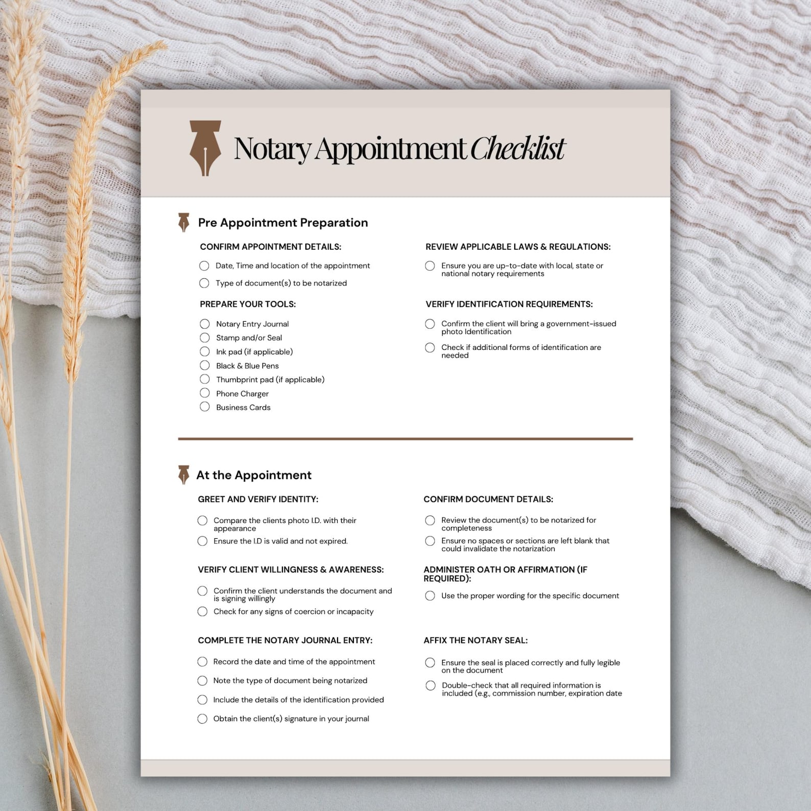 Signing Checklist.pdf Notary Loan Signing Checklist Template: Editable Canva PDF Guide - Etsy