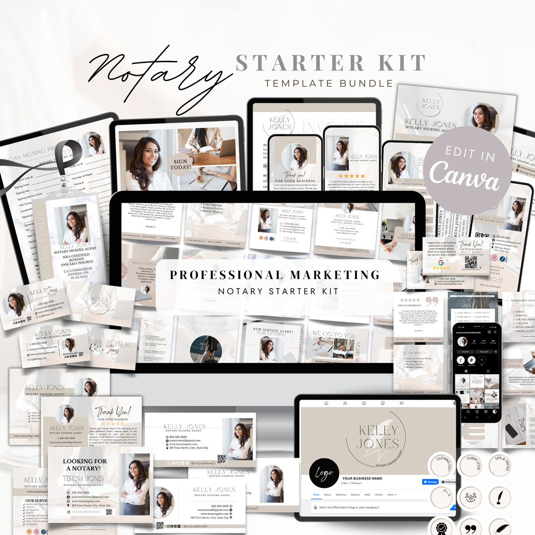 Notary Starter Kit, Notary Marketing, Loan Signing Agent Templates